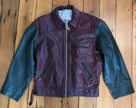 Vtg 90s Jeanseria Del Corso American Basics Maroon Italian Leather Jacke... - £111.90 GBP