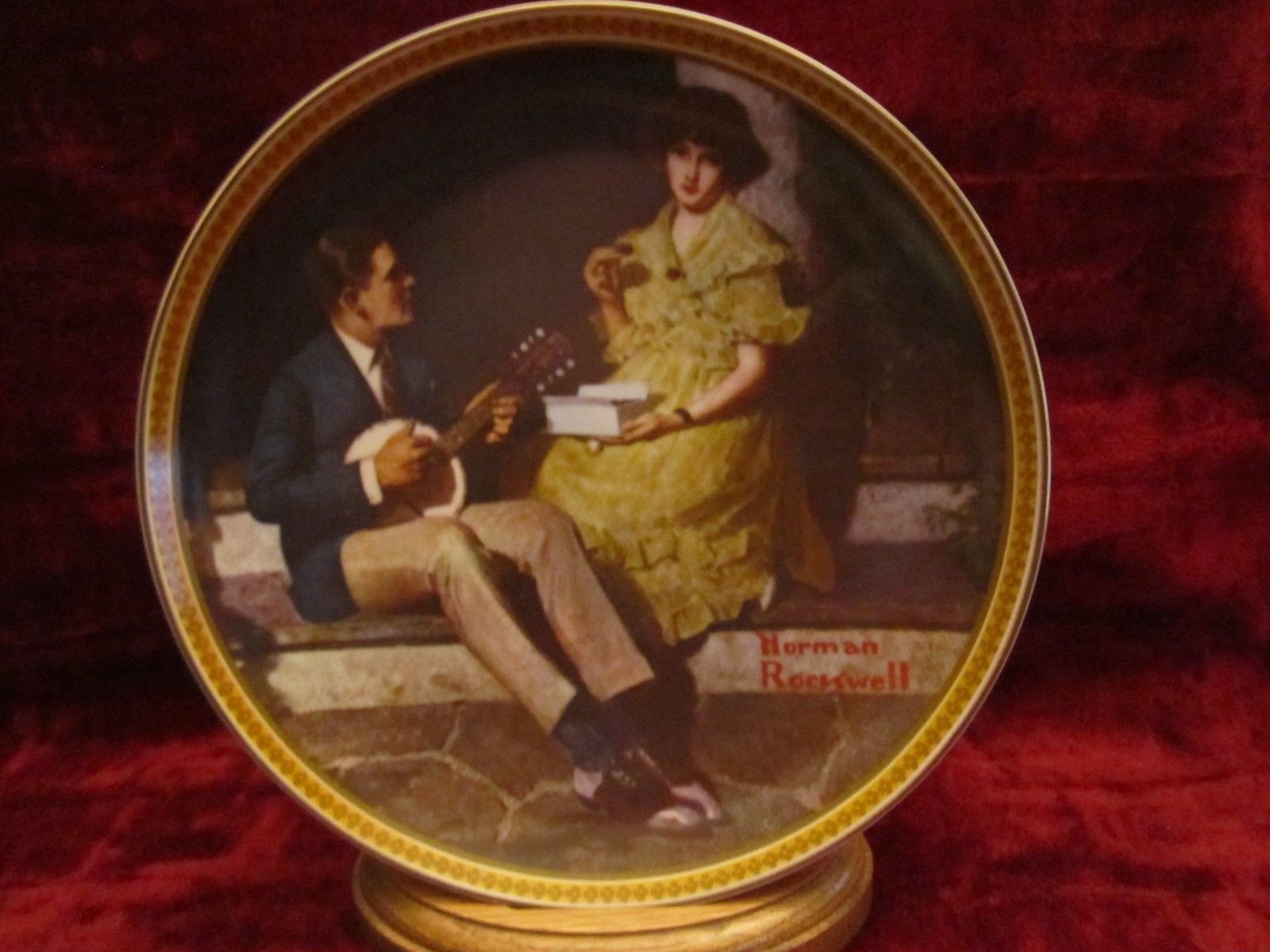 PONDERING ON THE PORCH collector plate NORMAN ROCKWELL Rediscovered Wome... - $2.99