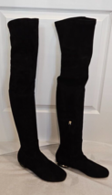 NICHOLAS KIRKWOOD Black Suede Thigh High Low Heel Boots - Size 37 1/2 - £305.97 GBP