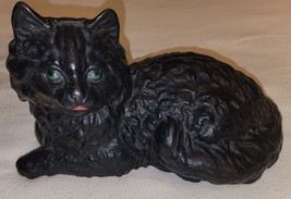 Vintage Iron Art Cast Iron Cat Doorstop W/ Green Eyes Red Mouth Hubley Mold USA - £33.39 GBP