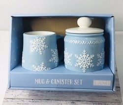 Mug &amp; Canister Set Light Blue Hand Painted By Lang *NEW* - £20.55 GBP