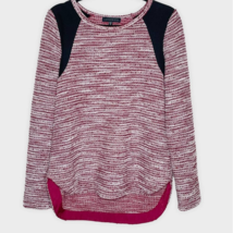 SANCTUARY cranberry &amp; cream marled lightweight long line sweater size me... - £15.43 GBP