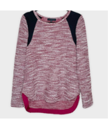 SANCTUARY cranberry &amp; cream marled lightweight long line sweater size me... - £15.21 GBP