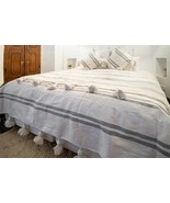 Light Gray handmade moroccan blanket, Berber blanket, woven blanket, Thr... - $149.00