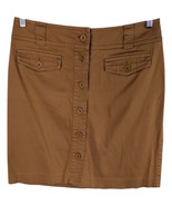Jones New York Khaki Work Skirt Front Pockets Stretch Button Front Size 10 - $545.47 MXN