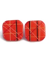 Retro Wild Striped Red Square Stud Earrings - £18.19 GBP