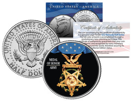 Army Medal Of Honor Colorized Jfk Kennedy Half Dollar U.S. Coin Military Valor - £6.71 GBP