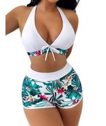 Trendy TRON Women's White Bikini Set, Bohemian Triangle Top & Cheeky Shorts, Tro - $26.46