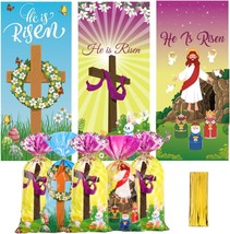Easter Treat Bags He is Risen Spring Easter Gift Treat Bag Cellophane Co... - £15.66 GBP