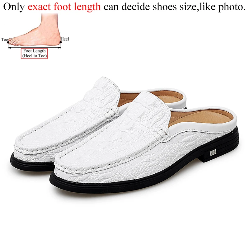 Half Shoes For Men Mules Genuine Leather Slippers Summer Fashion Slip On... - £42.70 GBP
