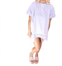 Fantastic Fawn oversized short sleeve sweatshirt in Lavender - size L - £34.00 GBP