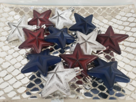 Patriotic 4th of July Rustic Stars Tree Ornaments Farmhouse Home Decor 12pc New - £13.26 GBP