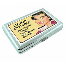 Vintage Poster D22 Silver Cigarette Case Money Holder Drink Coffee Stupid Things - £13.24 GBP