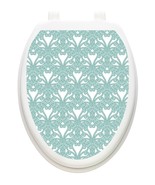Toilet Tattoos Queen Anne&#39;s Lace Aqua Removable Reusable Lid Deco Round - $32.38 CAD