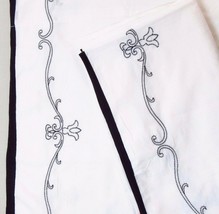 JCPenney Embroidered Floral Scroll Black White 2-PC 80 x 63 Drapery Pane... - £30.28 GBP