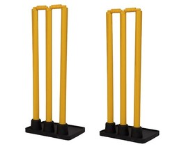 Plastic Cricket Stumps Rubber Base Set 3 Stumps + 2 Bails + 1 stand - Pa... - $74.24
