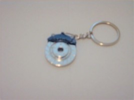 Blue / Chrome Brake Disc / Caliper Spinning Keychain Keyring Fob Drilled... - £4.60 GBP