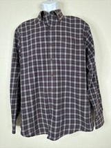 Van Heusen Shirt Men Size L Purple Plaid Button Up  Long Sleeve Pocket - $8.62