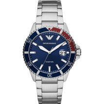 Emporio Armani AR11339 Blue &amp; Red Pepsi Mens’ Stainless Chrono Watch + G... - £89.23 GBP