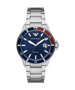 Emporio Armani AR11339 Blue &amp; Red Pepsi Mens’ Stainless Chrono Watch + G... - £88.79 GBP