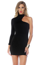 Forplay Sophisticate One Sleeve Mock Neck Mini Dress ~ Black, Red or White - $14.99+