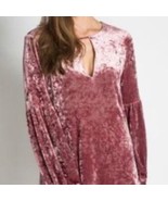 Muche &amp; Muchette Crushed Velvet Pink Dress Sz M/L Keyhole Choker neckline - $75.22 CAD