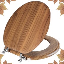 Angol Shiold&#39;S Round, Natural, Molded Wood Toilet Seat Is Made Of Wood A... - £41.64 GBP