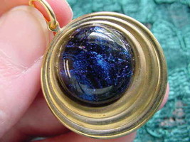 (#DB-305) Dichroic Glass Brass Pendant Jewelry Blue Purple Black - £10.99 GBP