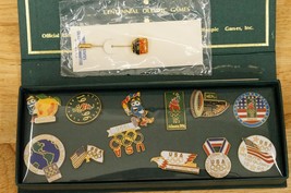 1996 Atlanta OLYMPICS Pin Collection in Display Box Sports Advertising Jewelry - £22.74 GBP