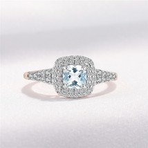 925 Sterling Silver Women&#39;s Ring Sky Blue Topaz Cushion Created Gemstone Rings T - £25.44 GBP