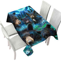 Forest Animals Art Daydream Moonlit Black Bears Tablecloth - $51.95 CAD+