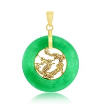 14K Yellow Gold, Jade Dragon Design Pendant - £191.05 GBP