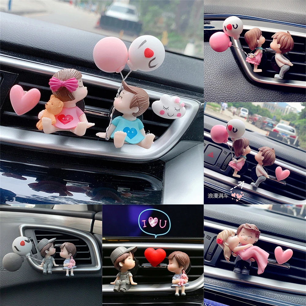 Lovely Couple Girl Boy Car Air Vent Freshener Essential Oil Perfume Clip Scented - £10.06 GBP+