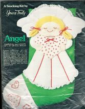 1982 Yours Truly Angel Doll Patchwork Christmas Stocking Sew Kit 12" x 16" New - $17.99