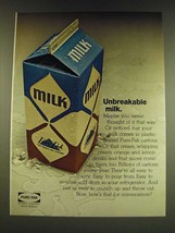 1966 Ex-cell-o Pure-Pak Cartons Ad - Unbreakable milk - £14.48 GBP