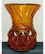 Honey Amber Glass Pineapple Base Starburst Design Toothpick Holder 2 3/8&quot; - £11.96 GBP