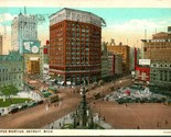 Vtg Postcard 1933 Detroit Michigan - Campus Meritus Street View Cars - $5.89
