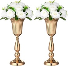 Tabletop Metal Wedding Trumpet Vase Flower Stand, Wedding, 15 Point 7 Inches. - £29.66 GBP