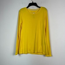 Charter Club Womens XS Bold Lemon Yellow Round Neck Long Sleeve Top NWT B77 - $19.59