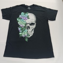 DOM RN#90681 Skull/Flowers Men's Black Cotton Graphic T-Shirt Short Sleeve Large image 10