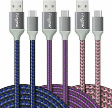 USB to USB C Cable (10ft), Fasgear [3 Pack] Long Type C Cable Nylon Braided Fast - £25.84 GBP