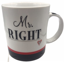 Mr. Right Coffee Mug 12oz White with Black and Red Design - £10.82 GBP