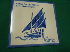Great Collectible TILE Hot Plate GRAND CIRCLE TRAVEL 37th Anniversary-Si... - $5.53