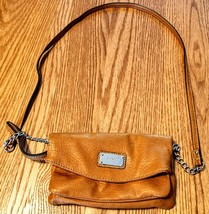 Nine West Camel Tan Faux Leather Purse Folding Expandable Crossbody Bag ... - $19.73