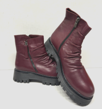 MIZ MOOZ   LEATHER  BOOTS PLATFORM SIDE ZIPPER  BURGUNDY  37EU / 7US NEW... - $127.71