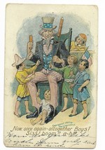 Fred Lounsbury 1907 Uncle Sam editorial political cartoon Spanish war postcard - £23.58 GBP