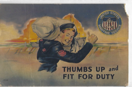 United States Maritime Service 1943 Mail Thumbs Up Fit 4 Duty Navy Used ... - $2.96