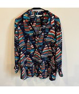 SOFT SURROUNDINGS Multicolor Sailboat Button-Up Long Sleeve Petite Large... - $35.56 CAD