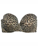 Cacique Strapless Bra Womens 40F Brown Leopard Animal Push Up Sexy Wired - $27.06 CAD