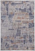 4&#39; X 6&#39; Blue Gray And Orange Geometric Power Loom Stain Resistant Area Rug - $70.24+